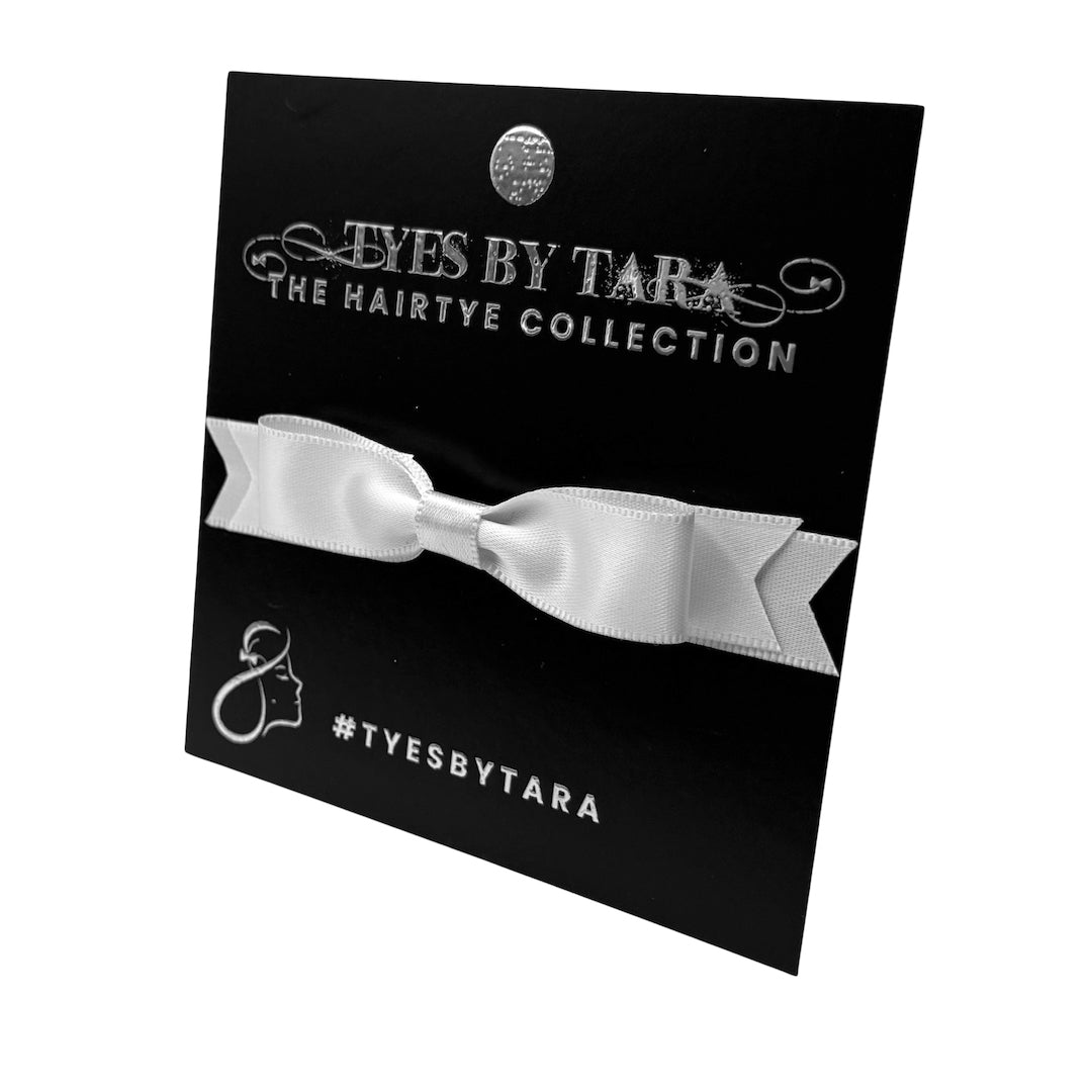 satin white hair bow barrette