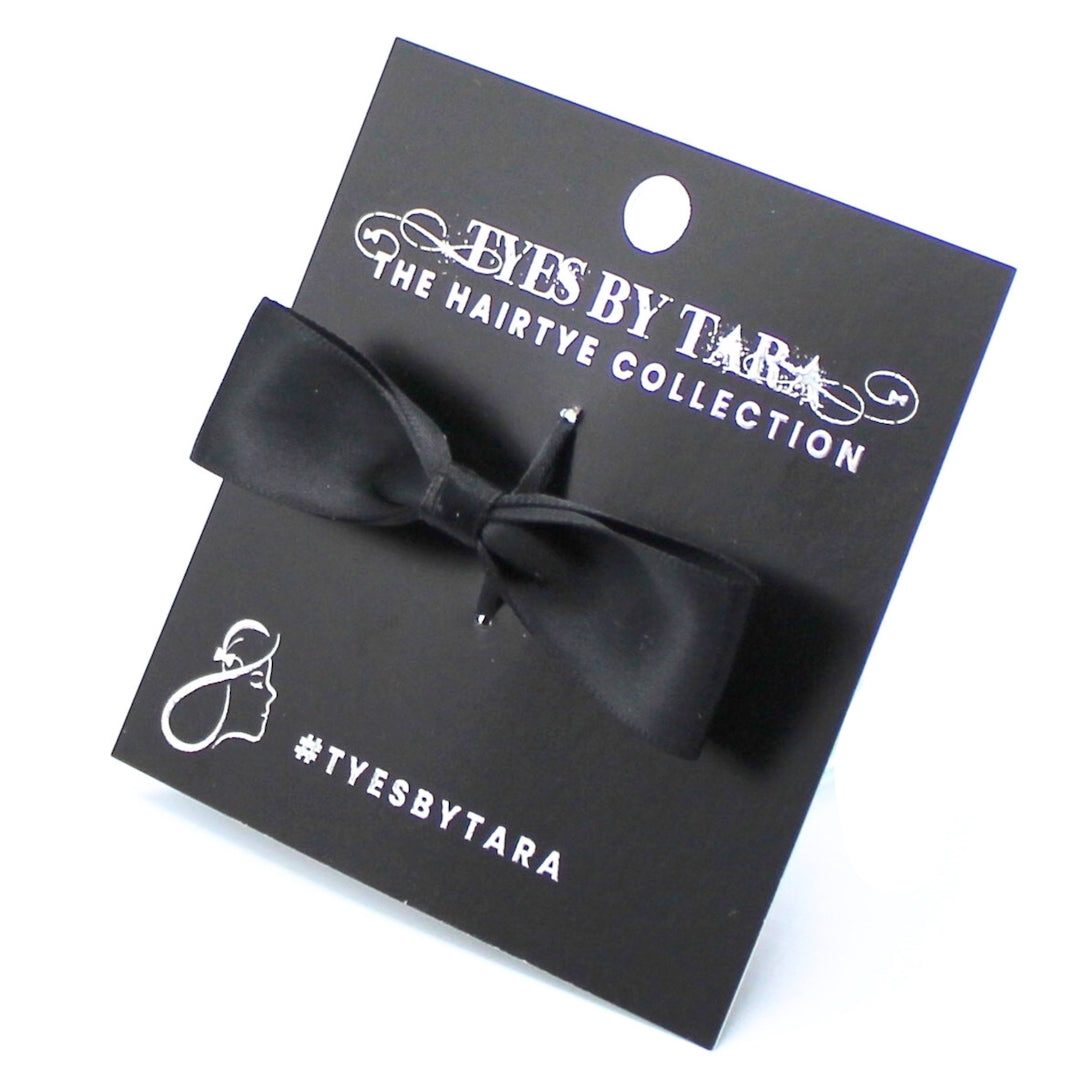 Femme Fatale Black Hair Bow on Black Card