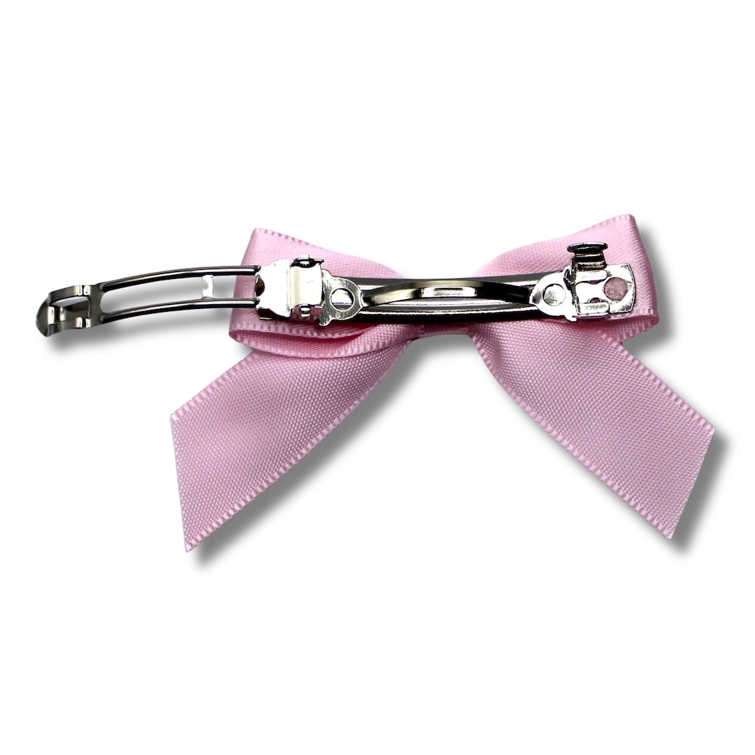 Pink Bow Adult Hair Barrette Back View Open