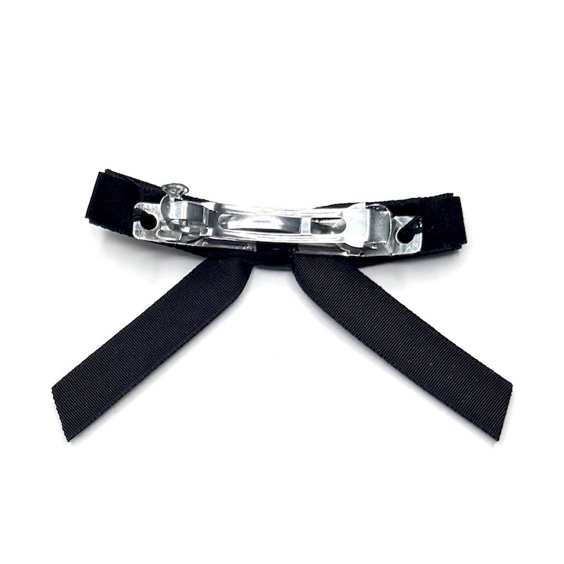 Back View Marie Antoinette Black Bow Barrette