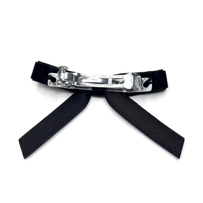 Back View Marie Antoinette Black Bow Barrette
