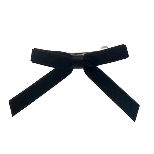 Marie Antoinette Black Velvet Hair Bow on White Surface