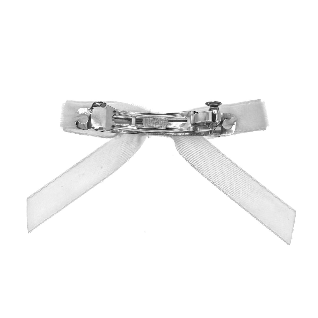 Marie Antoinette White Velvet Hair Bow Barrette