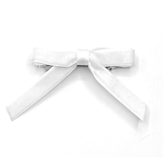 white velvet hair bow on white background