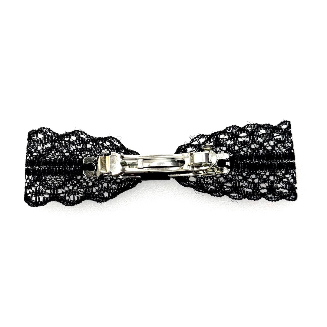 Siren Black Lace Hair Bow Back View 