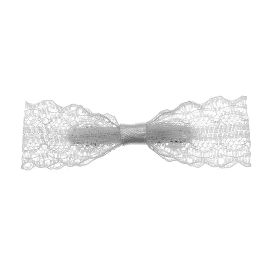 Siren White Lace Hair Bow Front View 