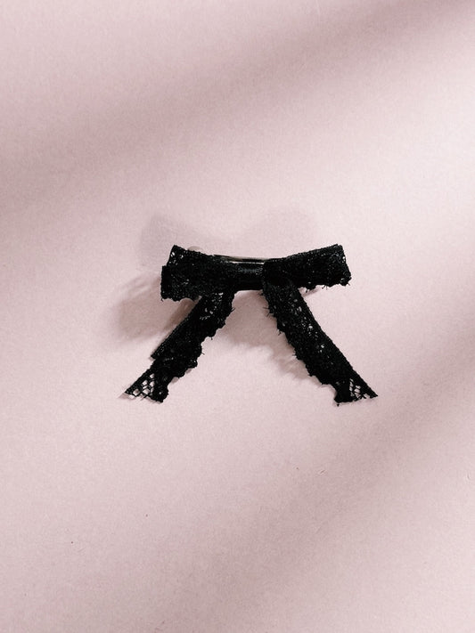 Black Lace Hair Bow Barrette