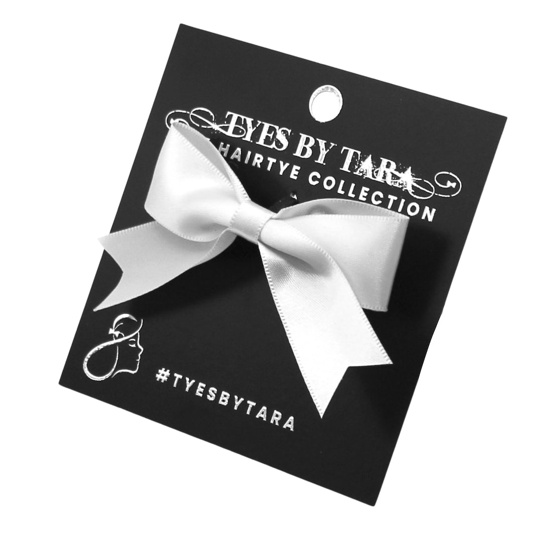 White Hair Bow on Black Card