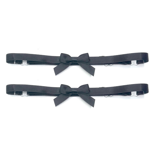 Kinkette Black Bow Leg Garters on white background