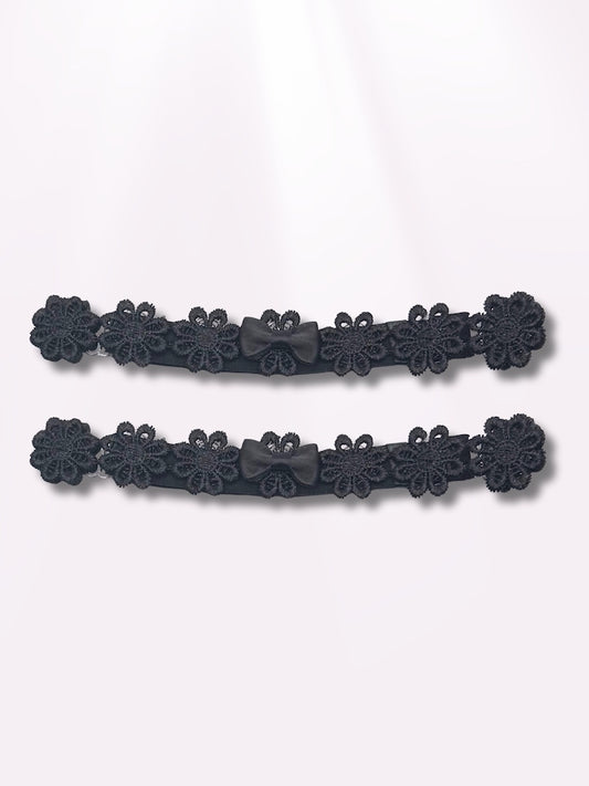 Blossom Black Flower Leg Garters