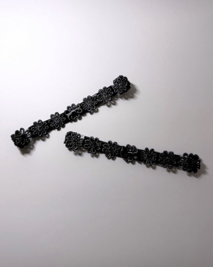 Blossom Black Flower Bow Leg Garters
