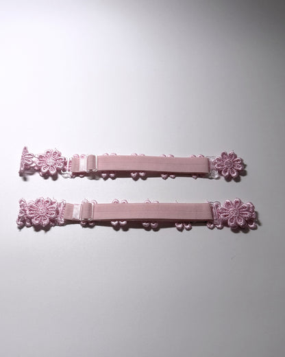 Pink Flower Leg Garters Back View Adjustable Strap