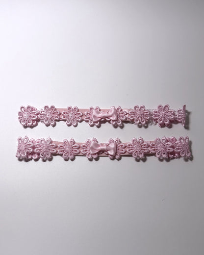 Pink Flower Leg Garters 