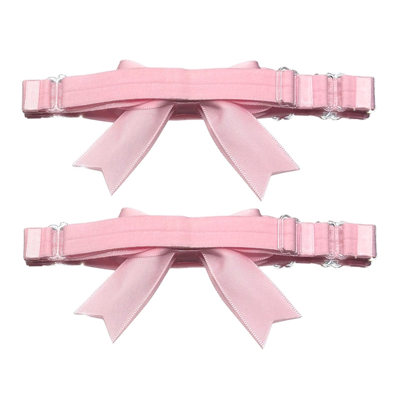Bombshell Pink Bow Leg Garters Back View