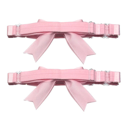 Bombshell Pink Bow Leg Garters Back View