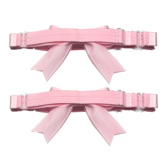 Bombshell Pink Bow Leg Garters Back View