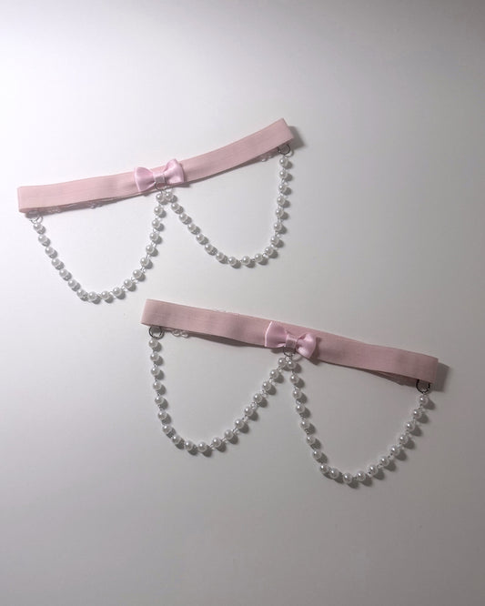 Centerfold Pink Pearl Leg Garters