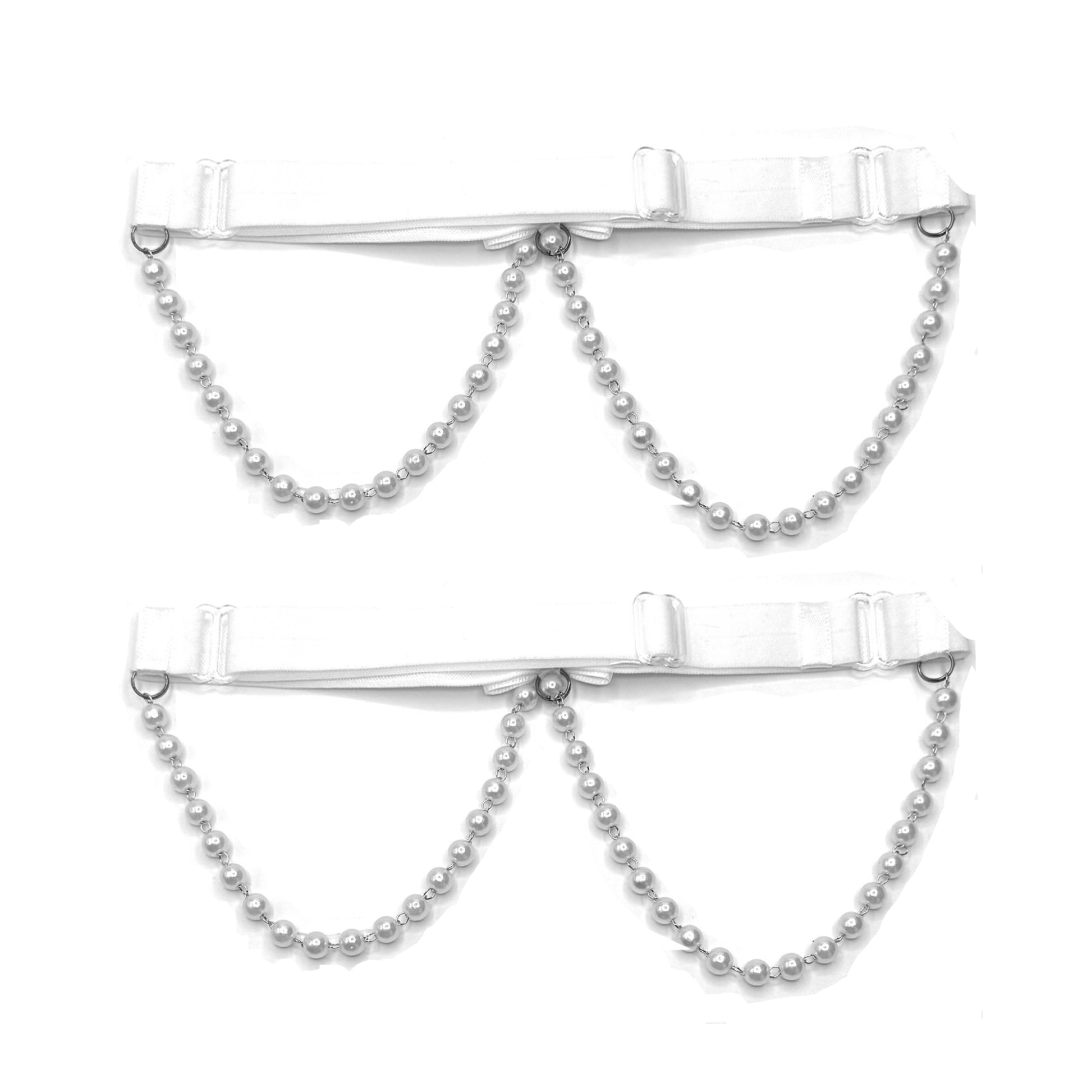 Back View of Pearl White Leg Garters 