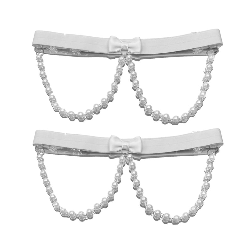 centerfold white pearl garters