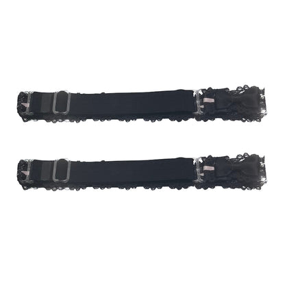 Back View Chantilly Black Pink Lace Leg Garters