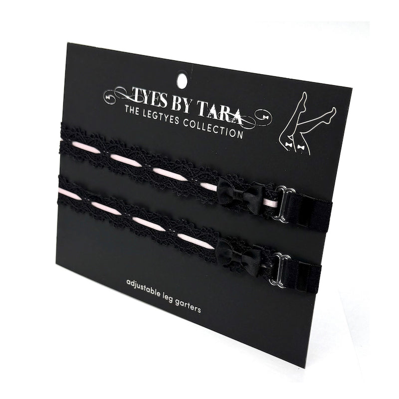 Packaging View Black Pink Lace Leg Garters