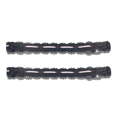 Chantilly Black Pink Lace Leg Garters