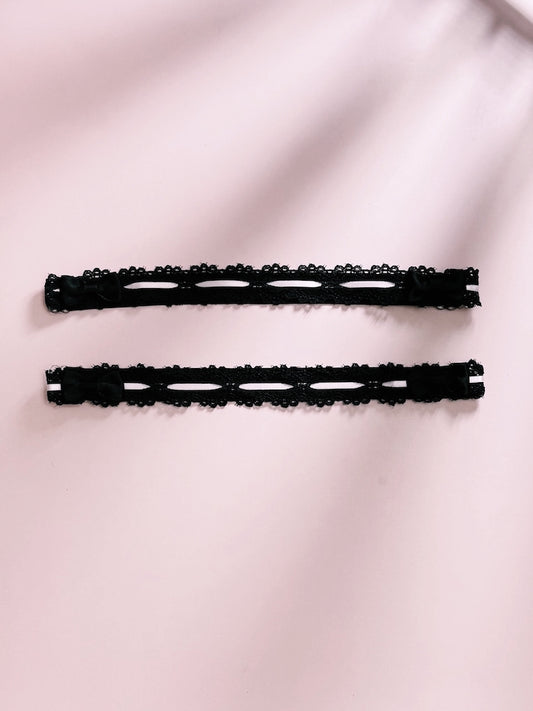 Chantilly Black Pink Lace Leg Garters