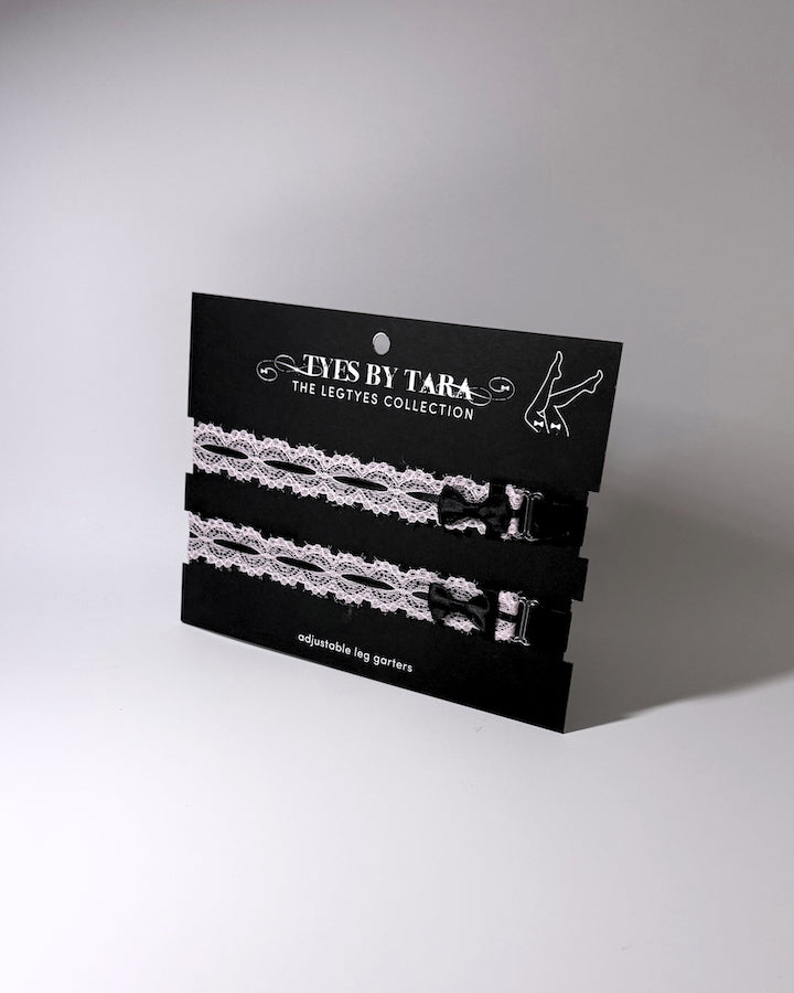 Packaged View  of the Chantilly Pink Lace Leg Garters