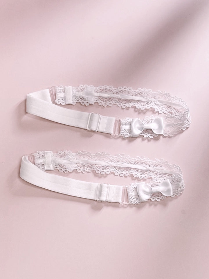 Chantilly Lace White Bow Leg Garters