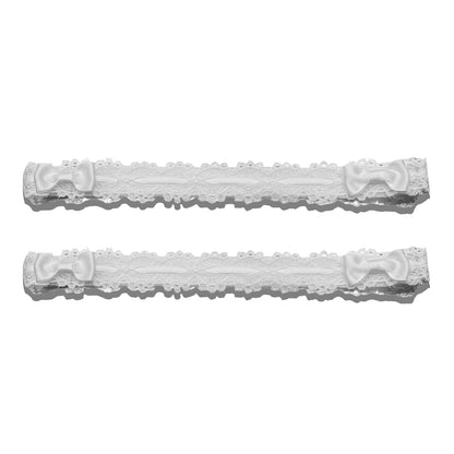 Chantilly White Lace Leg Garters with White Bows
