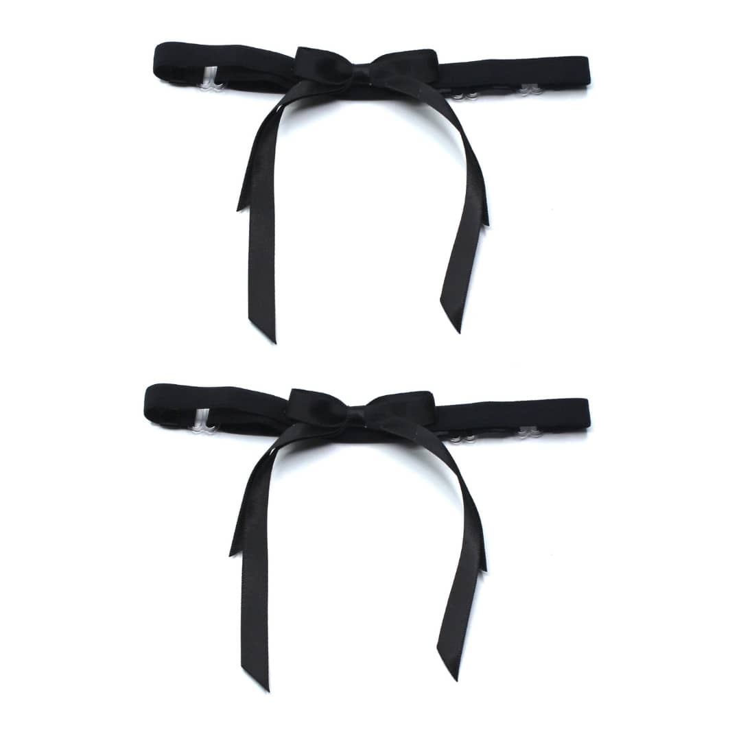 Black Bow Adjustable Leg Garters