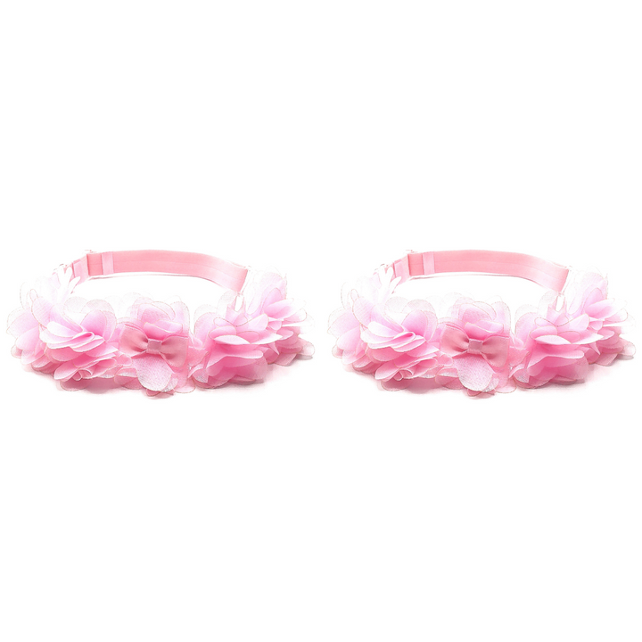 Pink Flower Leg Garters on White Background