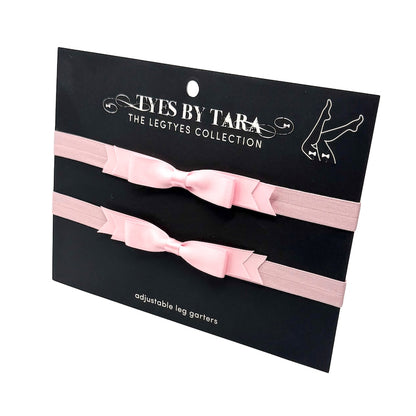 Pink Bow Leg Garters on Black Card