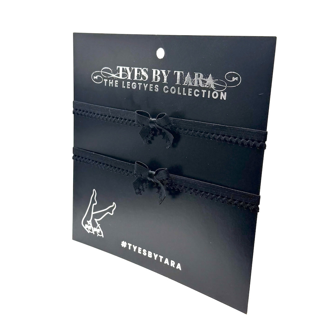 Foxy Black Adjustable Leg Garters on Black Card