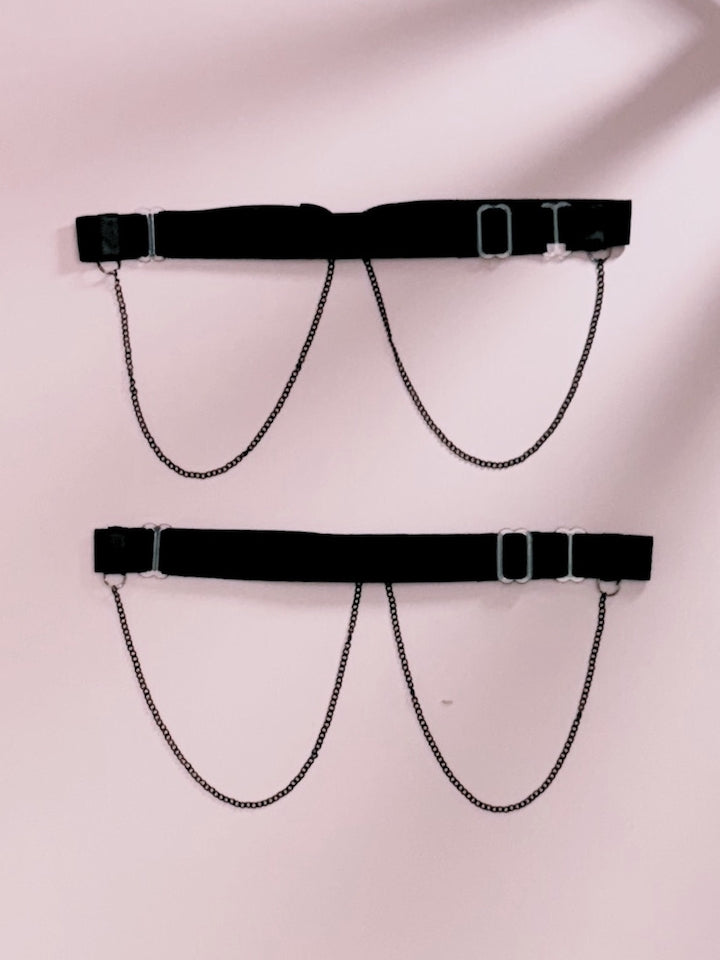 Back Side View of Heartbreaker Black Leg Garters