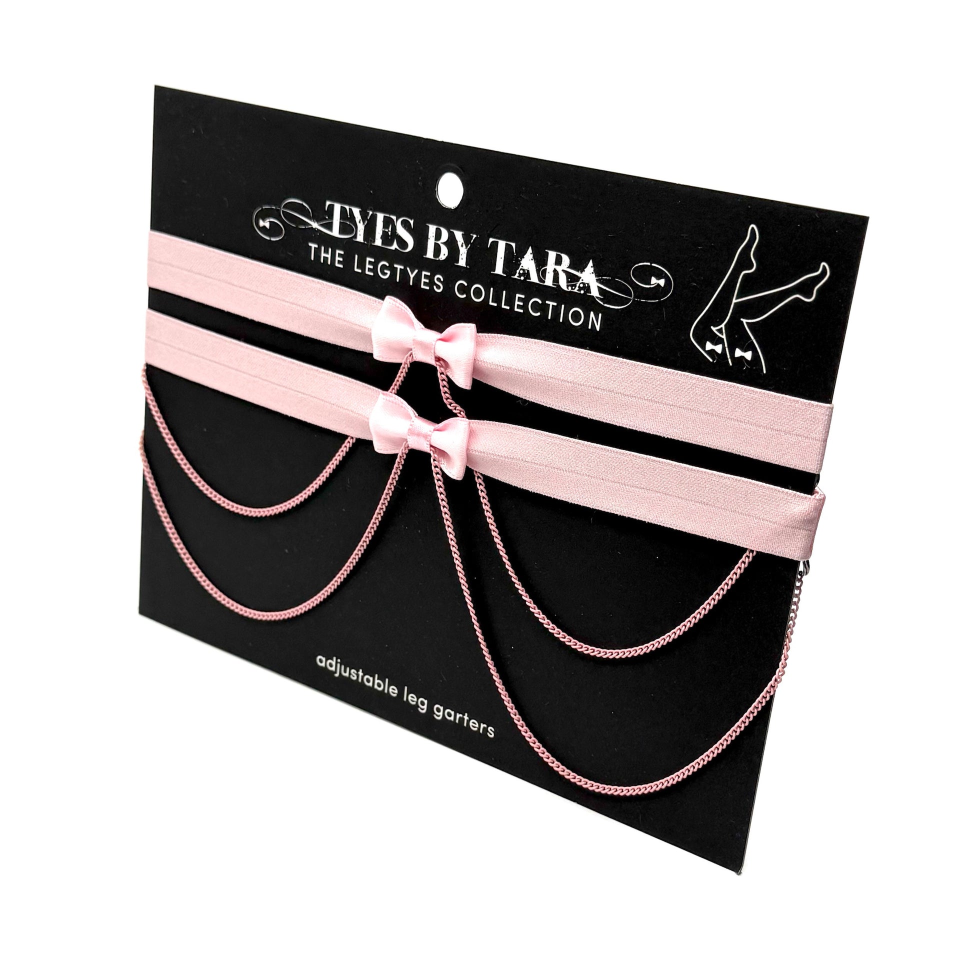 Heartbreaker Pink Leg Garters on Black Card