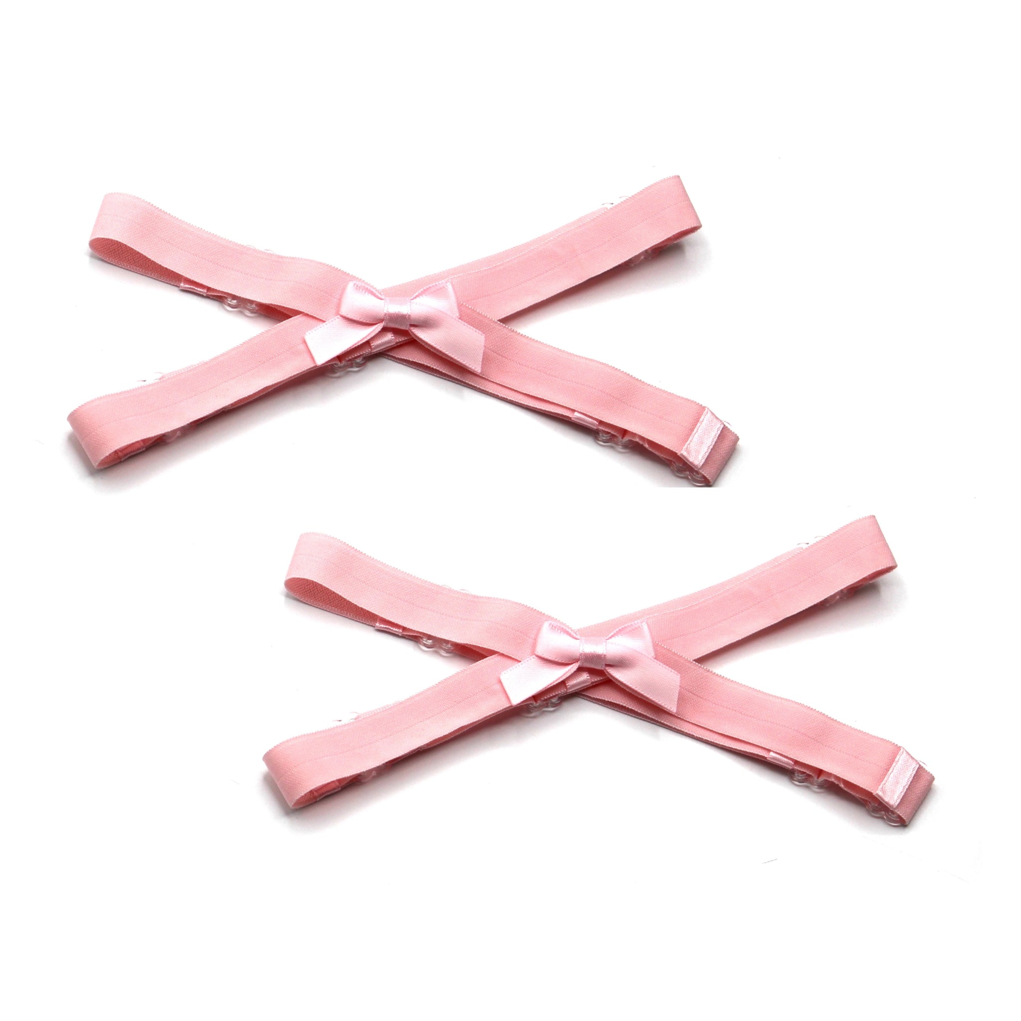 Pink Ivy Leg Garters with Bow and Double Banded Elastic