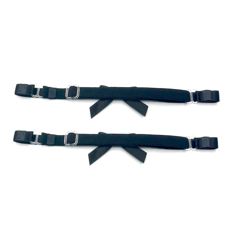 kinkette black bow leg garters back view
