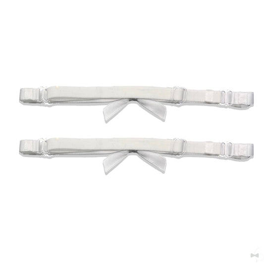 White Bow Leg Garters Back View