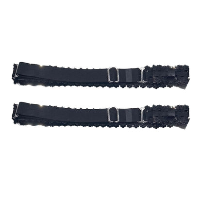 Back View Lady Black Bow Leg Garters