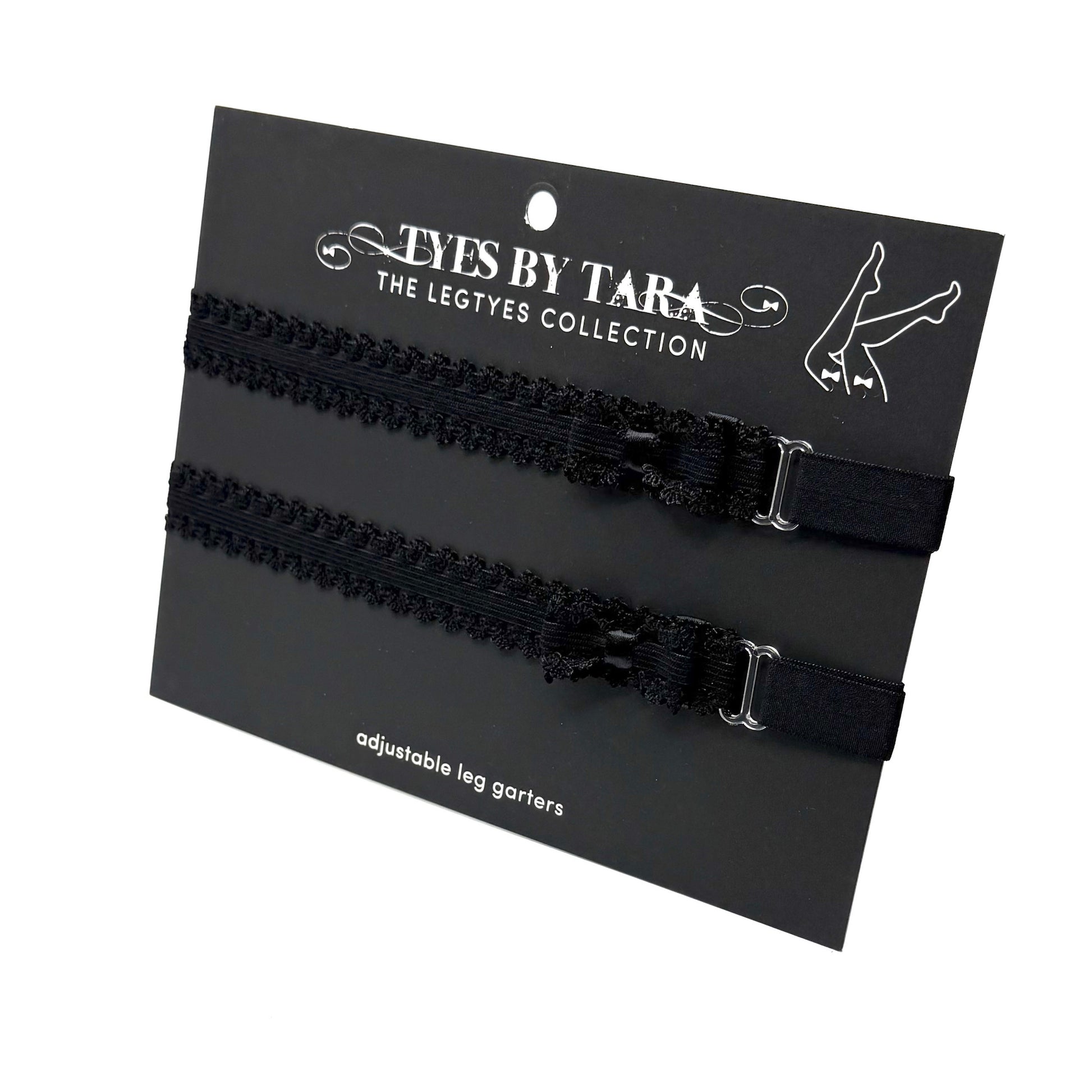 lady black bow leg garters