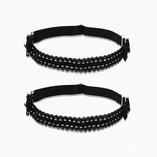 Lady Black Bow Leg Garters 