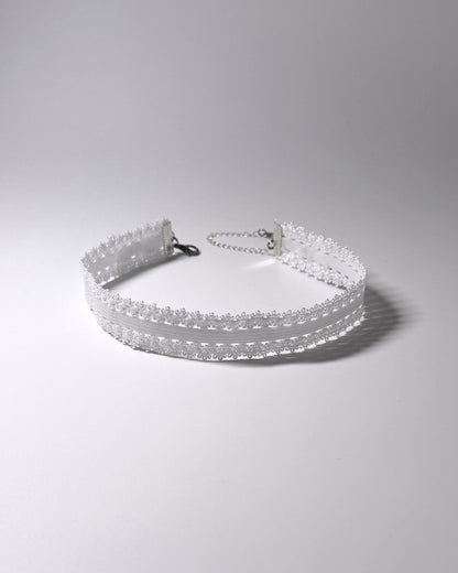 Lady White Elastic Bow Choker