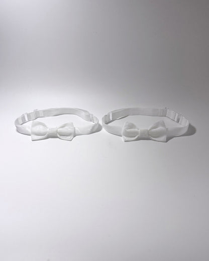 Madame White Bow Velvet Leg Garters with adjustable straps