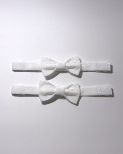 White Velvet Bow Leg Garters with large bow and adjustable elastic straps