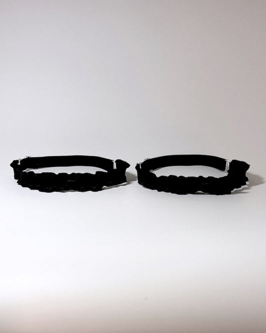 Maiden Black Ruffled Leg Garters with Bows