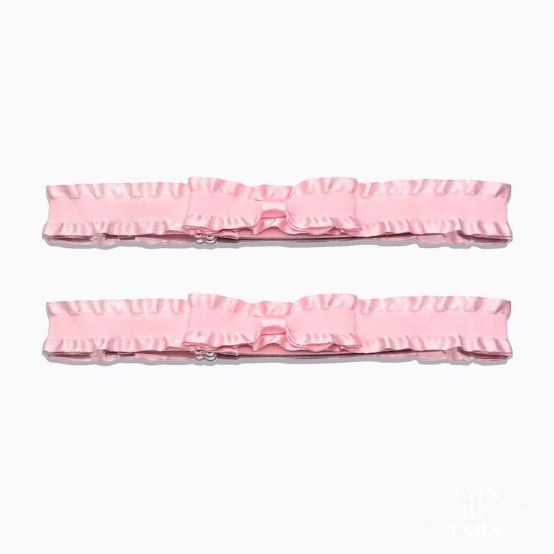 Pink Ruffled Bow Leg Garters