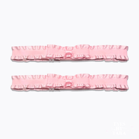 Pink Ruffled Bow Leg Garters