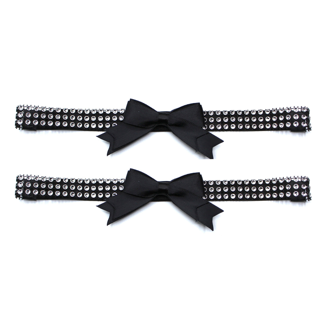 Black Sparkly Bow Leg Garters