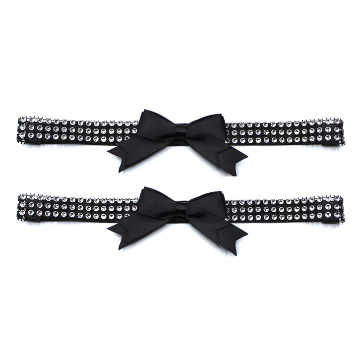 Black Sparkly Bow Leg Garters